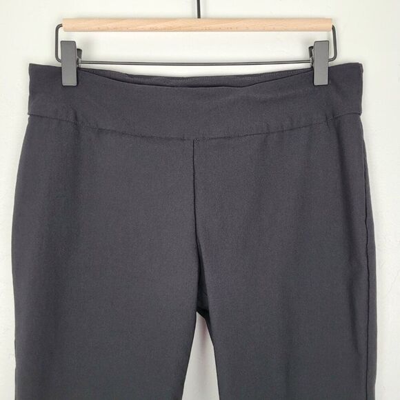 Soft Surroundings Crop Pull On Pants Crochet Trim Stretch Black Size PM Petite - Picture 2 of 9